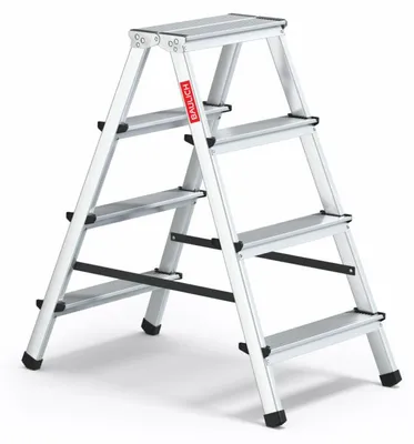 Immagine prodotto di Baulich | Scala domestica - Alluminio - 2 x 4 gradini - Carico massimo 120 kg - Utilizzabile su entrambi i lati