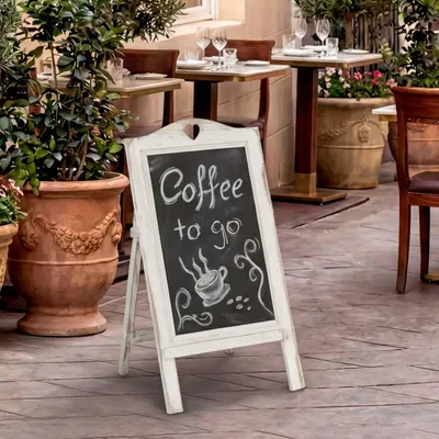 Immagine prodotto di Lavagna pubblicitaria HWC-E51, lavagna stand-up, 66x37x27cm Shabby-Look Vintage ~ bianco