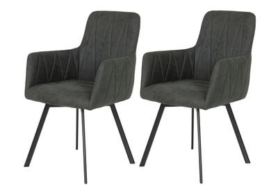 2er Set Sessel Armlehnenstuhl Gesa - Vintage Anthrazit - Metallgestell Pulverbeschichtung schwarz 360° drehbar - 120kg  belastbar
