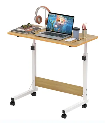 Produktbild von Mobiler Laptoptisch Schreibtisch Stehtisch Computertisch Beistelltisch Rolltisch Arbeitstisch für Büro,Bett,Sofa 80x40x69-89cm Höhenverstellbar