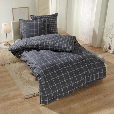 Produktbild von Traumschlaf Flanell Bettwäsche Oslo Graphit 155x220 cm + 80x80 cm