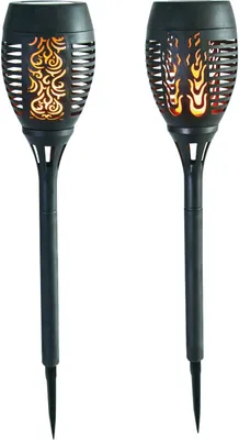 Produktbild von Solar Gartenfackel Rattanoptik Gartenlampe Gartenlaterne Solarleuchte Solarlampe