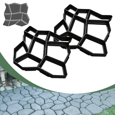 Produktbild von TolleTour 2er-Set Pflasterform für den Garten, 43x43x4cm, unregelmäßig Pflasterformen Kunststoff von Auffahrt, Garten, Terrasse