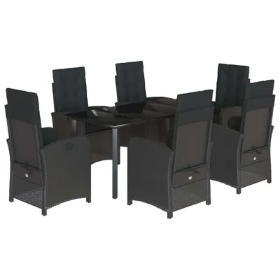 Produktbild von vidaXL 7-tlg. Garten-Essgruppe mit Kissen Schwarz Poly Rattan