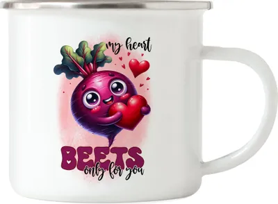 Produktbild von My Heart Beets Only for You Süße Emaille Tasse für Rote-Bete Fans Romantisches Geschenk Valentinstag