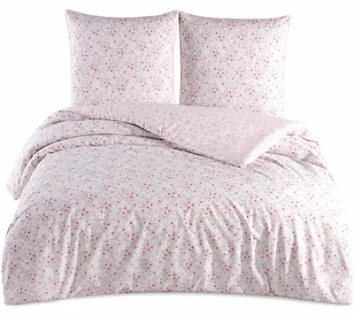 Produktbild von Bettwäsche Renforce 155x220cm 4-tlg Set Hellrosa Blumen mit Reißverschluss Wende