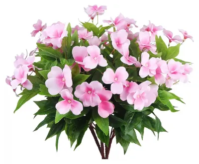 Produktbild von Künstliche Fleißige Lieschen für den Außenbereich, UV-beständiger Kunstseidenblumenstrauß für Frühling und Sommer, Garten, Terrasse, Veranda, Balkon, Fensterbank, Pflanzgefäß, Heimdekoration