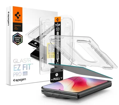Productafbeelding van Spigen GLAStR Privacy EZ Fit Screenprotector + Applicator - 1-pack voor de Apple iPhone Duo, AI-gegenereerde afbeelding