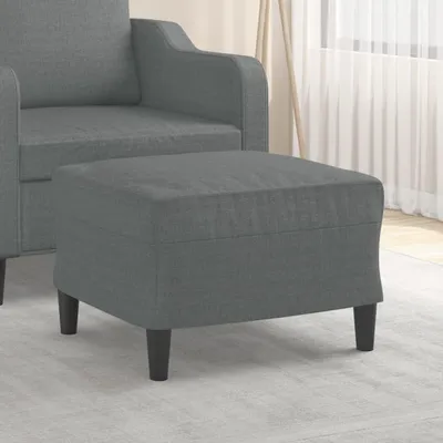 Image de Pouf rembourré avec cadre en bois, banc et repose-pieds pour le salon, revêtement en tissu gris foncé