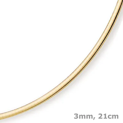 Produktbild von 3mm Armband Omegareif Armschmuck flach 585 Gold Gelbgold, 21cm