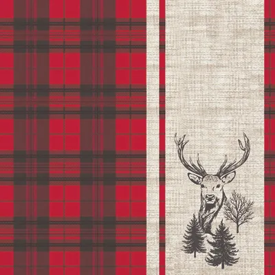 Produktbild von Servietten 33x33 cm - Deer plaid red