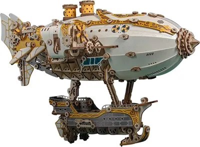 Image de puzzle 3D, Dirigeable Mfantasy, blanc, HC, bois, 473 pièces