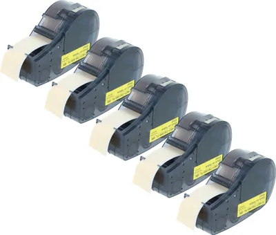 Produktbild von vhbw 5x Schriftband-Kassette kompatibel mit Brady M210-LAB, M211 Etiketten-Drucker 6,4m x 19,05mm Schwarz auf Gelb