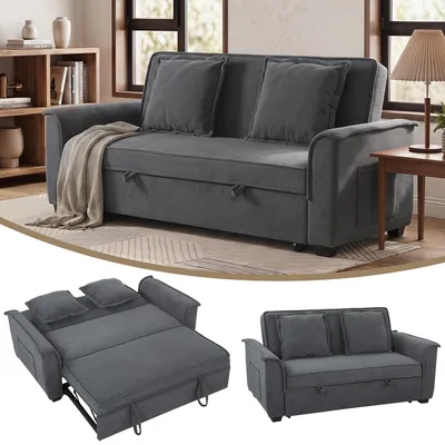 Produktbild von HOMCOM Futon-Schlafsofa, 2-Sitzer, Rückenlehne verstellbar, Dunkelgrau