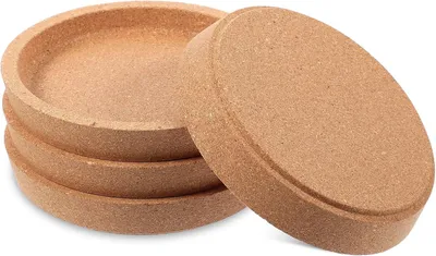 Image de Sous-verres ronds en liège, extra épais, avec un bord surélevé, absorbants, résistants à la chaleur, de forme ronde, adaptés à la plupart des tasses, et réutilisables