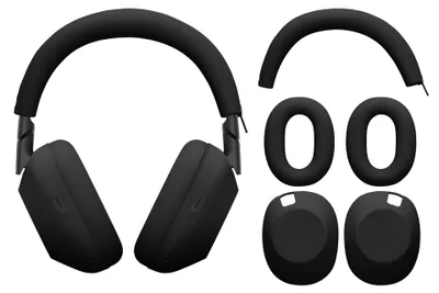 Produktbild von kwmobile 3in1 Kopfhörer Case für Over Ear Headphones kompatibel mit Sony WH-1000XM6 Hülle - 360° Silikon Schutzhülle für Ohrhörer - Schwarz