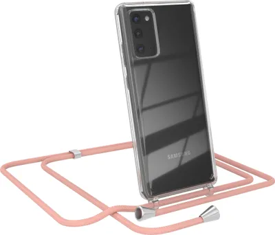 Produktbild von EAZY CASE Handykette kompatibel mit Samsung Galaxy Note 20 / Note 20 5G, Handyhülle mit Umhängeband, Handykordel, Schutzhülle Clear, Band in Rosa
