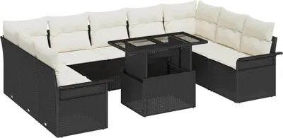 Productafbeelding van vidaXL Set van 10 tuinmeubels, zwart, van polyrotan