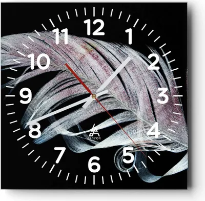 Produktbild von Wanduhr - Quadrat - Glasuhr - Feder die Farben Zartheit - 30x30cm - Schleichendes Uhrwerk - Lautlos - zum Aufhängen bereit - Dekoration Modern - Wanddekoration aus Glas - C4AC30x30-4959