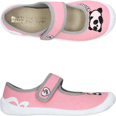 Produktbild von 3F Mädchen Hausschuhe Ballerinas Flexible, Ledereinlagen Klettverschluss Panda Rosa 31