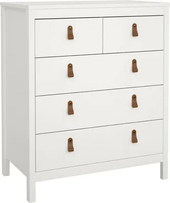 Image de Alulim - Commode, 82x48x99h cm Blanc, 5 Tiroirs
