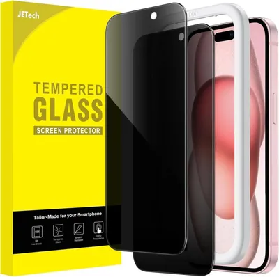 Produktbild von JETech Sichtschutz iPhone 15 6,1 Zoll Gehärtetes Glas Anti-Spähen 2 Stück