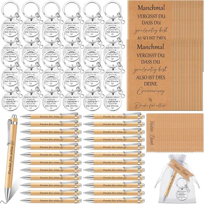 Productafbeelding van Sets Thanksgiving-cadeaus voor collega's - Set van 24 - Mini-notitieboekje - Pen - Bedankt voor alle sleutelhangers