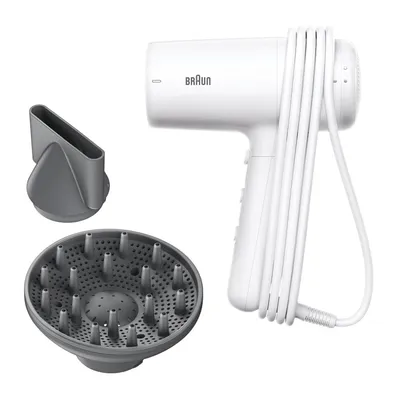 Produktbild von Haartrockner 2200W mit Diffusor & Stylingdüse, Ionen-Technologie, 3 Temperaturstufen, 2 Geschwindigkeiten, Kaltluftfunktion, Abnehmbarer Filter Weiß