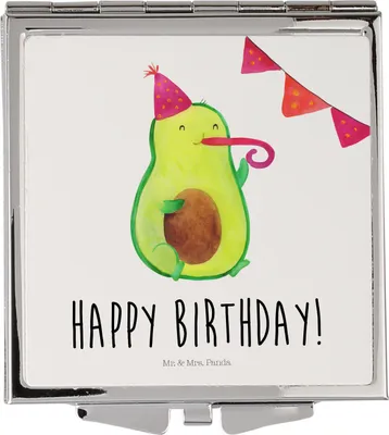 Produktbild von Mr. & Mrs. Panda Kosmetikspiegel Avocado Geburtstag - Weiß - Geschenk, Taschenspiegel, Party, Frucht, Handspiegel, Happy Birthday, Mini Spiegel, Schminkspiegel, klein