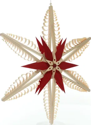 Produktbild von Fensterschmuck Spanstern natur mit roten Kieferholzsegementen BxHxT=41x41x40cm NEU