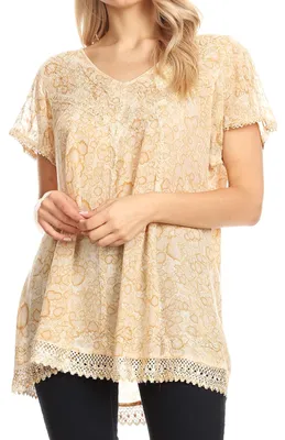 Productafbeelding van Sakkas 15776 - Charolette geborduurde blouse met sequins - Beige - OSP