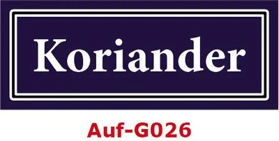 Produktbild von 2 Stück Gewürzaufkleber Koriander 40x16mm Gewürzetiketten Sticker Lebensmittel (Auf-G026)