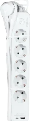 Produktbild von LogiLink Steckdosenleiste 5-fach 2x USB mit Schalter