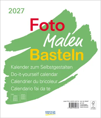 Produktbild von Foto-Malen-Basteln Bastelkalender weiß groß 2027