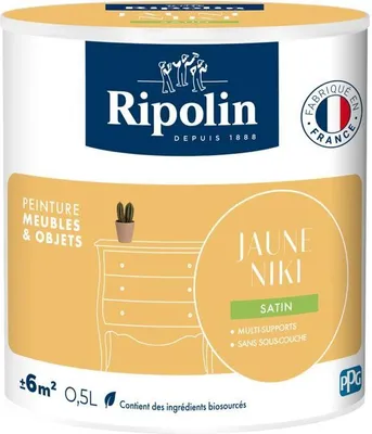 Zdjęcie produktu dla Farba do mebli, kolor Niki Yellow, satynowa, Ripolin, 0,5 l, do wnętrz i na zewnątrz