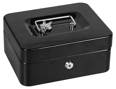 Produktbild von Feuerfeste Aufbewahrungsbox mit großem Fassungsvermögen, tragbar, aus Metall, sicher, mit 2 Schlüsseln, für Zuhause, Auto, Reisen, Dokumente, Bargeld, Schmuck, Akten (schwarz)