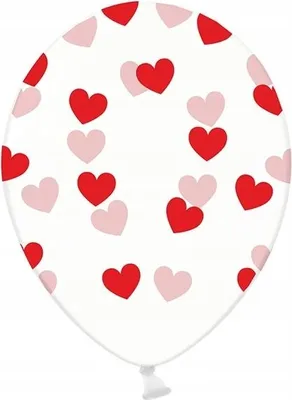 Image de Ballons transparents avec cœurs rouges 30cm 1 pc