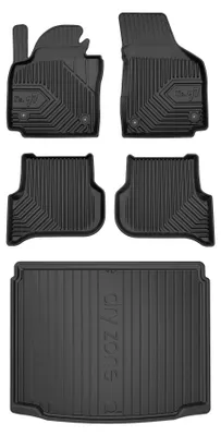Productafbeelding van Rubberen automatten + kofferbakmat voor Volkswagen Golf Plus 2005-2014 (MPV) – 5-delig, zwart, op maat – Wielganizator