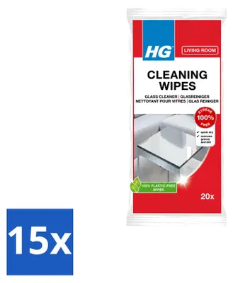 Produktbild von 15 x HG Glasreinigungsdoekjes für streeploose Sauberkeit auf Glas und Spiegeln - Vorteilspackung - 15 Stücke