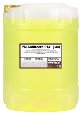 Produktbild von PEMCO 913+ -40 Kühlmittel Kühlerfrostschutz 10L Gelb -40°C +125°C Antifreeze Fertigmischung type D