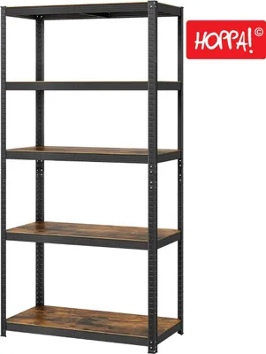 Productafbeelding van Hoppa! | Stellingen - Legbordstelling | 100x50x200 cm | Draagvermogen: 875 kg | Bruin/Zwart