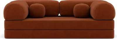 Image de Lisa Design Nebula - Canapé 3 places convertible en velours texturé , Terracotta
