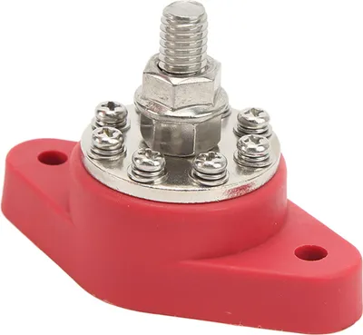 Obrázok produktu pre 3/8 palca červený M10 s jednou skrutkou pre pripojenie rozvodu napájania 12 V 48 V batériový prípojnicový blok pre osobné automobily, obytné automobily, lode, nákladné automobily