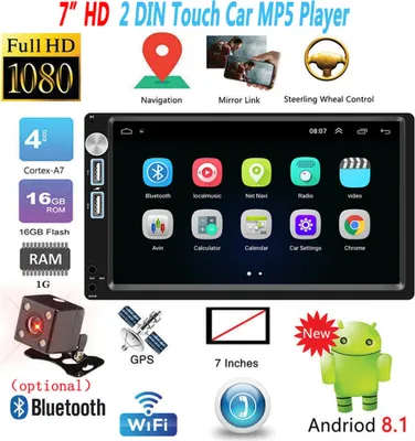 Obrázok produktu pre 2 Din 7 palcový Android 8.1 Autorádio Autorádio GPS Navigácia Univerzálny multimediálny prehrávač BT FM Mirrorlink Stereo Audio A5 Bez kamery