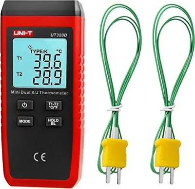 Produktbild von UT320D Dual-Kanal K/J Digitales Thermometer, Thermoelementtemperaturmesser 2 K-Messung der Sonde, Landwirtschaft, Meteorologielebensdauer