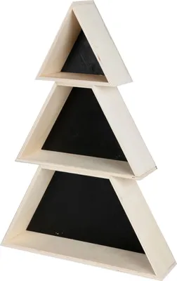 Image de Boîte de décoration de Noël Sapin 3 pièces en bois Sapin de l'Avent Noël
