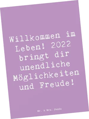 Produktbild von Mr. & Mrs. Panda Postkarte Spruch 2022 Geburtstag Freude - Lavendeltraum - Geschenk, Grußkarte, Motivation, liebevolle Geschenke, Ansichtskarte, Alter, Postkarten