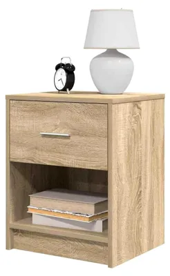 Produktbild von Nachttische 2er Set, Sonoma-Eiche, 40x34x50 cm, mit Schublade und offenem Fach, für Schlafzimmer und Wohnzimmer
