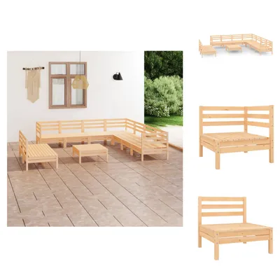 Produktbild von vidaXL 10-tlg. Garten-Lounge-Set Massivholz Kiefer -  Gartenmöbel-Sets