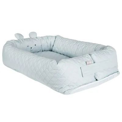 Produktbild von roba Babylounge 'roba Style', Nest mit Bärengesicht 'Benny', hellblau